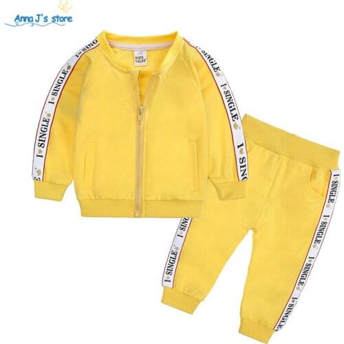 2020 2Pcs Kids Tale Fall Autumn Fashion Baby Toddler Boys Clothes Set Sweatshirt Jacket+Pants Infant Casual Outfits Suit Sport