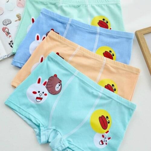 2018 4pcs/lot kids underwear for boys Childrens bamboo fibe underwear cartoon boy Print duck cotton panty shorts briefs 4-12T