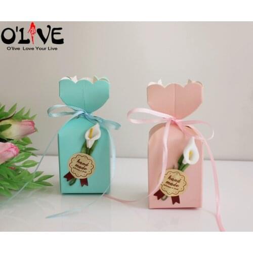 50 Pcs Vase Shape Gift Box Candy Packaging Calla Baby Shower Boy Girl Party Favors Boxes Wedding Bonbonniere Birthday Decoration