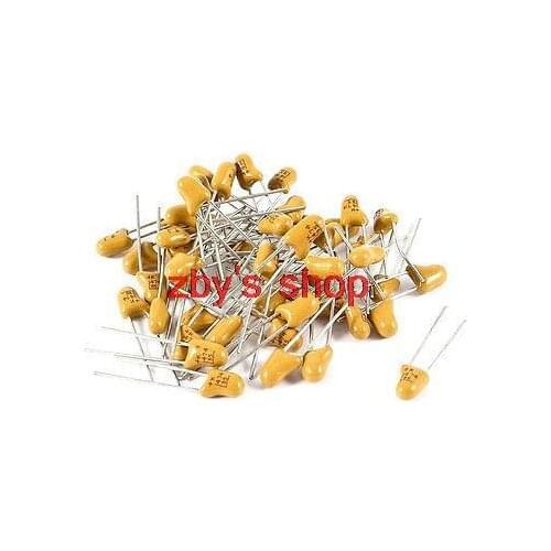 50 x 3.3uF 35V 2 Terminal 5mm Pitch Radial Tantalum Bead Capacitors Yellow