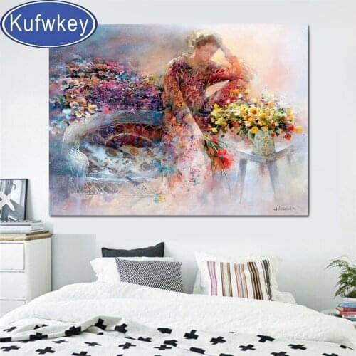 5d diy diamond mosaic Dutch artist woman picture of rhinestones embroidery diamond Painting full square round drill unique gift