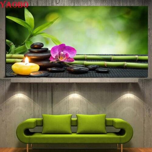 5D Diy diamond painting Modern Orchid Zen Spa Stone Bamboo Candle cross stitch kit mosaic diamond embroidery Full square round