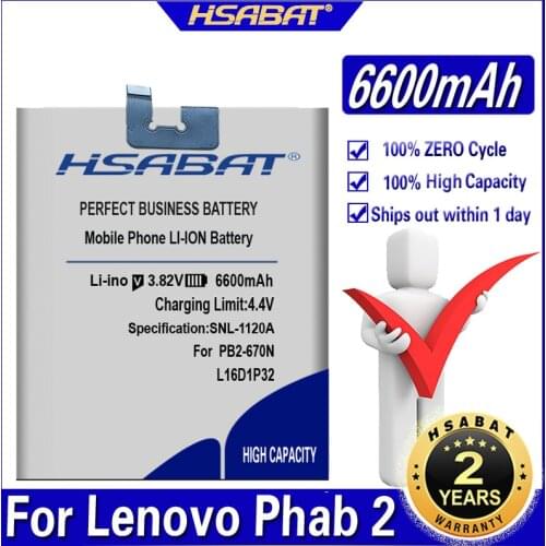 HSABAT L16D1P32 6600mAh Battery for Lenovo Phab 2 Phab 2 PB2-650 PB2-650M PB2-670N PB2-670M PB2-670Y PB2 670N 670Y Batteries