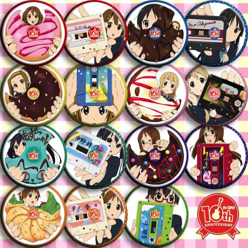 Anime K-ON!Hirasawa Yui Akiyama Mio Kotobuki Tsumugi Bedge Itabag Badge Button Medal Brooch Pin Souvenir Cosplay Props 1 Set