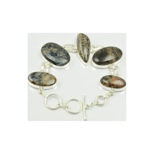 Dendrite Opal Bracelet Silver Overlay over Copper , 20.5 cm, B2221