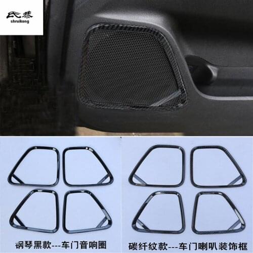 4pcs/Lot ABS Carbon Fiber Grain Car Door Speaker Decoration Cover For 2013-2018 Mitsubishi OUTLANDER