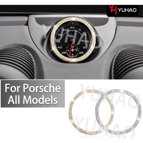 For Porsche Macan Cayenne Panamera 718 911 Car Dashboard Center Clock Compass Decoration Ring Car Styling Interior Accessories