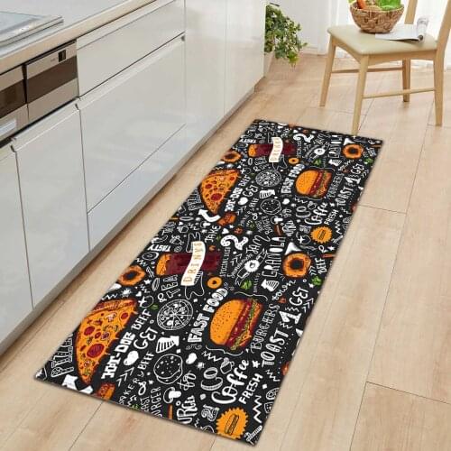 Hippie Home Food Kitchen Floor Mat Flannel Non-slip Door Entrance Mat Carpet Soft Rugs for Living Room Bathroom Kitchen