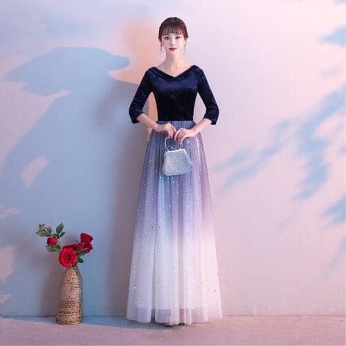 Elegant V-Neck Evening Dress Sequins Tulle Half Sleeves A-Line Zipper Back Simple Floor-Length Woman Formal Party Gowns A1301