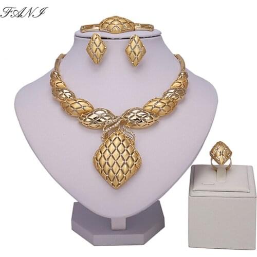 Fani Dubai gold colorful Jewelry Sets brand Nigerian wedding african Gold-color jewelry sets women Costume Bridal accessories