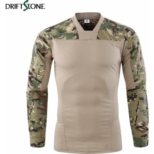 Men Summer Army Tactical T-shirt Camouflage Long Sleeve Combat T Shirt Cotton Airsoft Hunt tshirts Paintball Military Clothing