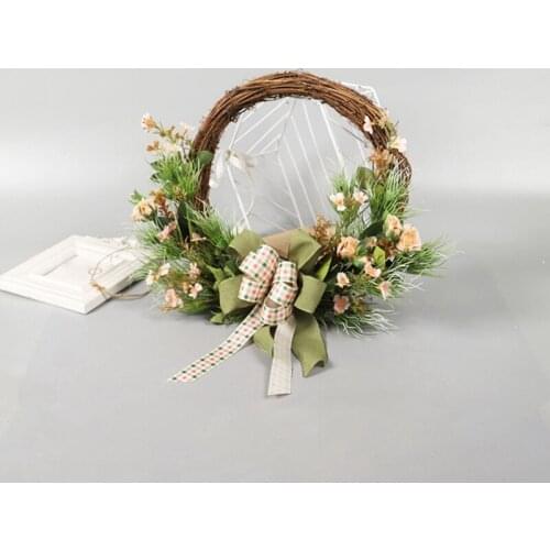 Artificial Snow Cherry Blossom Wreath Spring Summer Wreath for Front Door Farmhouse Window Wall Wedding Party Home Decor