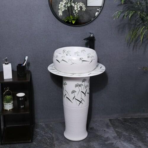 Chinese orchid column wash basin balcony column wash basin floor wash basin column Basin