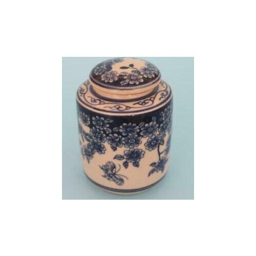 Chinese Old Porcelain Blue And White Flower Painting Receiving Tank Cover Tea Caddy