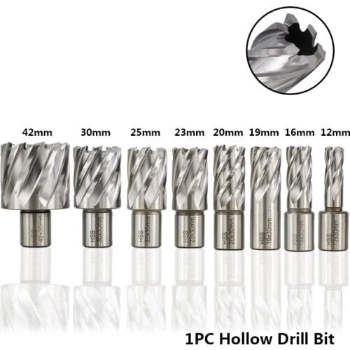 1pc HSS 12/16/19/20/23/25/30/42mm Core Drill Bit Weldon Shank Hole Saw Hollow Drill Bit For Metal Drilling Tools