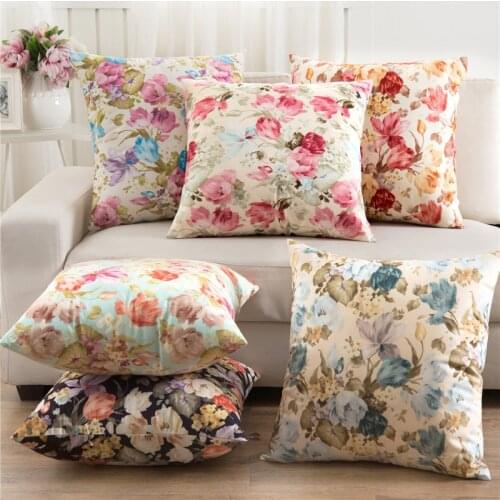 Short plush sofa cushion cover perfect quality home decoration Pastoral flower housewarming gift throw pillow cover car seat