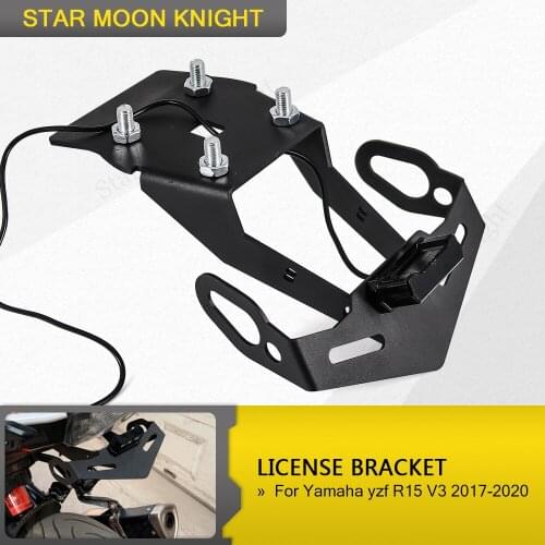 Motorcycle License Plate Frame Bracket Mount Holder with LED Indicator Light for Yamaha YZF R15 V3 R 15 V3 2017 2018 2019 2020