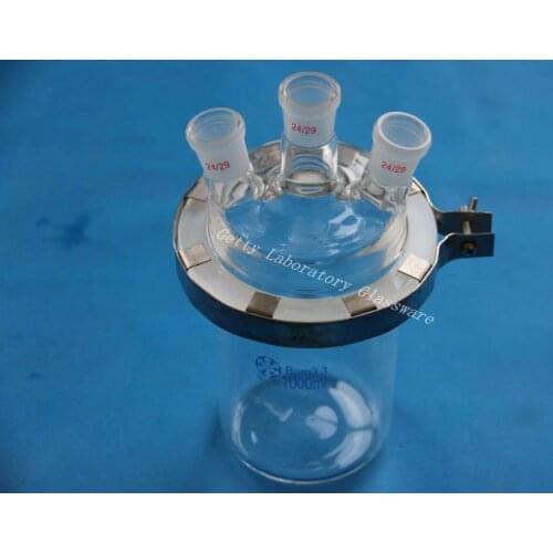 2000ml lab glass reactor reacting bottle W removalbe flange mouth, 24/40 joints