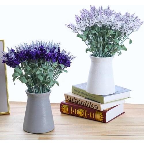40%HOTArtificial Flower Clear Texture Bright Color Plastic Artificial Lavender Plant for Indoor