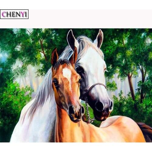 CHENYI Full Square Drill Animal Horse DIY Diamond Painting Crystal Embroidery Cross Stitch Needlework Mosaic Painting Decor Gift
