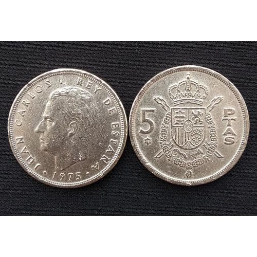 22mm Spain 5 Ptas Coins Eu Edition Europe 100% Real Original Used Coin Old Random Year