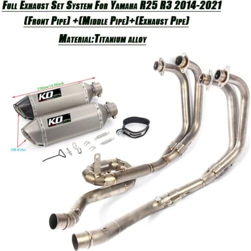 Motorcycle Full 51mm Exhaust Titanium Alloy Set System Lossless installation Silp on For Yamaha R3 R25 2014-2021