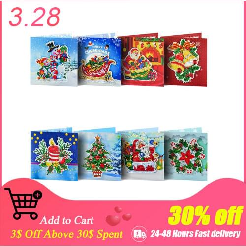17 styles DIY Diamond Painting Greeting Card Special-shaped Partial Drill Mosaic Christmas Embroidery Kit Birthday Festival Gift