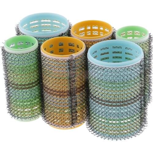 Set of 6 Wire Mesh Self Grip Holding Hair Rollers Pro Salon Hairdressing Curlers S M L for Women Girls