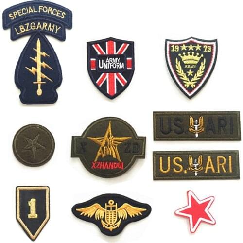 High quality 10pcs military embroidery patch for boy men clothing jeans jacket iron on clothes army appliques badges fabric DIY