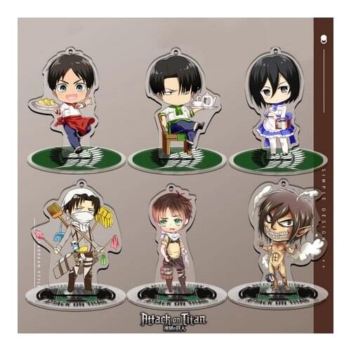 New Anime Attack on Titan Cartoon Q Type Mikasa Ackerman Eren Jager Levi Ackerman Acrylic Stand Figure Model Desktop Decor Toy