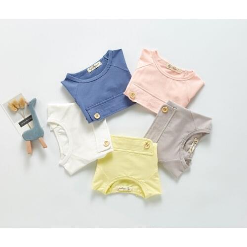 2021 summer new baby cotton short-sleeved T-shirt large pocket candy-colored short-sleeved T-shirt girl clothes