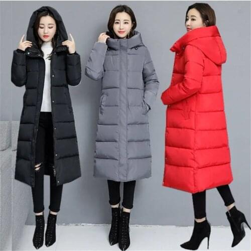 New Winter Women Parkas Coats Casual Long Sleeve Hooded Jackets 2021 Warm Thicken Solid Zipper Plus Size 4XL Long Outerwear