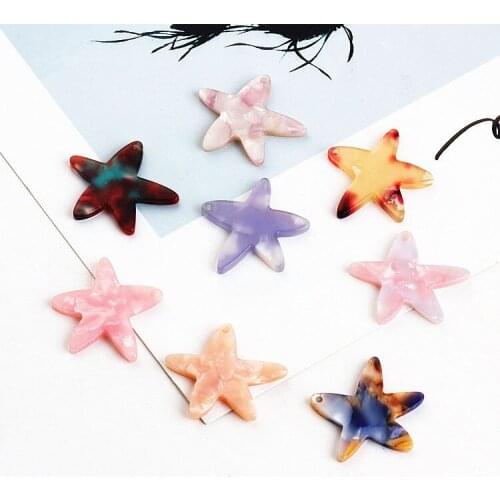 New design 30pcs/lot color pattern print cartoon stars shape acrylic/acetic acid shape fashion pendants beads diy jewelry making