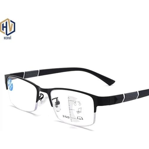 Reading Glasses Multifocal Progressive Glasses Men Anti-blue Radiation Spectacles Women Half Frame Presbyopia Eyewear