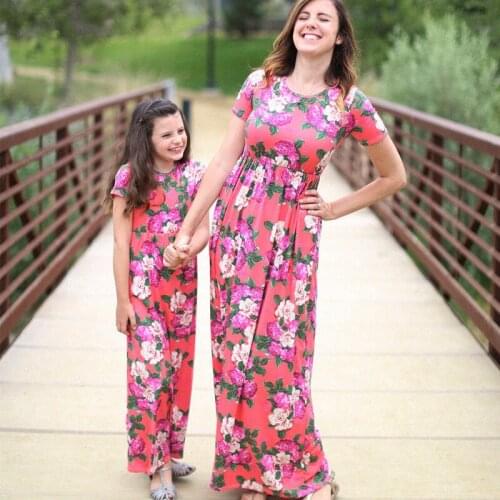 Mother And Daughter Clothes Family Baby Girl Dress Short Sleeve Family Look Printed Dress Fashion Mommy And Me Clothes