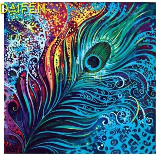 Full Round Diamond mosaic Full Square Diamond embroidery colorful Peacock tail feather 5D DIY Diamond painting Cross stitch