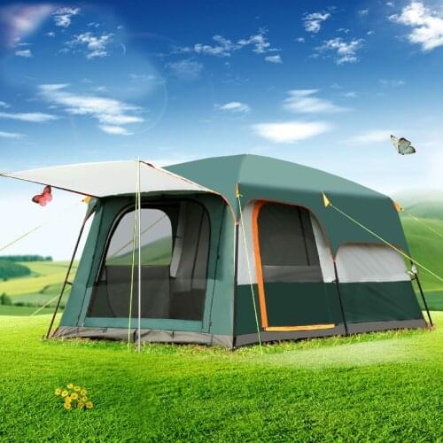 Outdoor 5-8persons Double Layer Outdoor 2living Rooms and 1hall Family Camping Tent In Top Quality Large Space Tent
