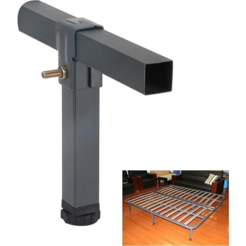 Adjustable Height Clamp Tube Leg Metal Square Bed Riser Table Legs for Tatami Bed Frame Fixed Support Foot Screw Hardware