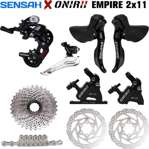 SENSAH EMPIRE 2x11 Speed Road Bicycle Groupset BIKE Shifters Rear Derailleur ONIRII Carbon Hydraulic Disc Brake Cassette New