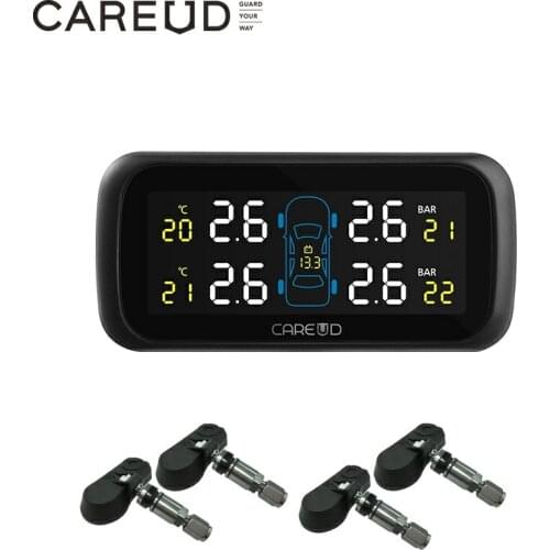 CAREUD U903 TPMS Tire Pressure Monitoring System With 4 Intern Sensor Cigarette Power Supply for All Cars Car Electronics TPMS