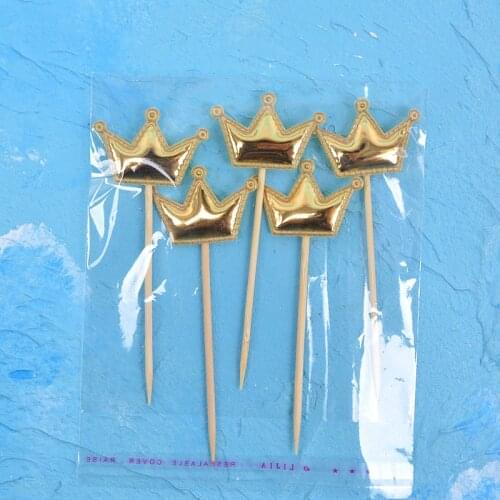 5PCs Love Happy Birthday Cake Toppers Crown Stars Cupcake Topper Flags For Wedding Kids Birthday Party Supplies Cake Decoration