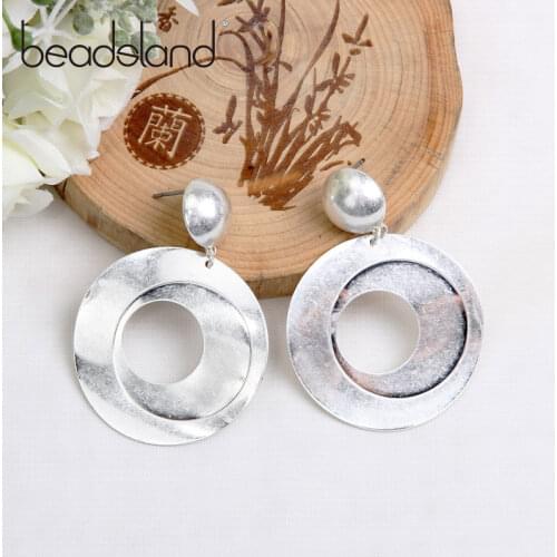Beadsland Drop Earrings Metal Round Design Fashion Classic Women Girls Dancing Party Christmas Gift 39858