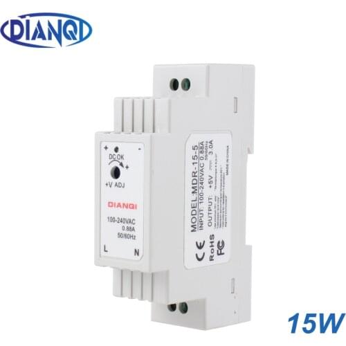 High Quality DinRail Power Supply Switch 15W Single Output 5V 12V 24V Electronics Switching DR-15