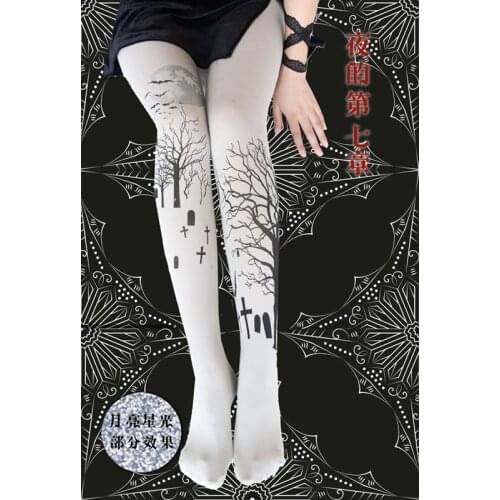 Japanese Gothic Wind Stockings Harajuku Lolita Girl Hot Stamping Stockings Lolita
