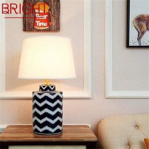 BRIGHT Ceramic Table Lamps Desk Light Dimmer Copper Luxury Fabric for Home Living Room Dining Room Bedroom Office