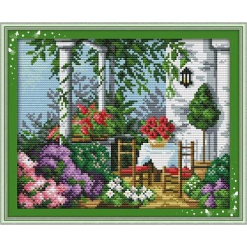 Bright and beautiful spring scenery cross stitch kit 14ct 11ct count printed canvas stitching embroidery DIY handmade needlework