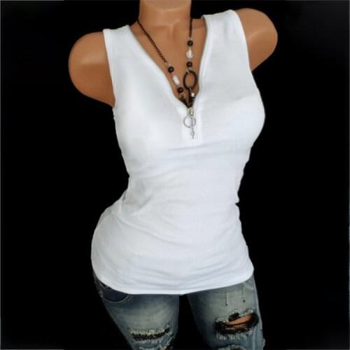 Sexy V-neck Zipper Sleeveless Slim Solid Color Casual Polyester Fashion Tshirt 2021 High Waist Womens Tops Off Shoulder Vestidos