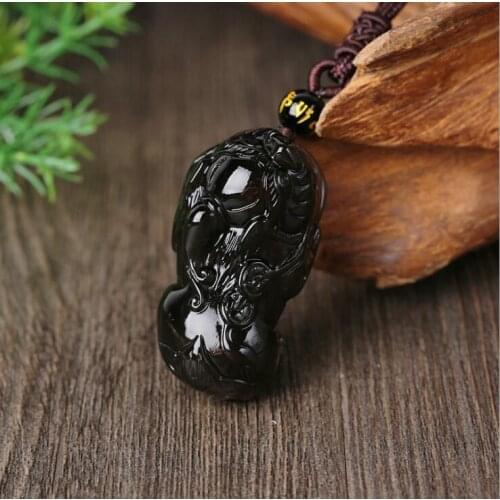 Natural crystal obsidian pendant male PI xiu pendant necklace for female safety talisman transport ward off evil spirits