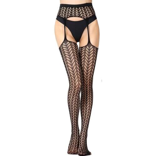 Ladies sexy mesh stockings Elastic Lingerie Transparent Fishnet tights Leaf pattern Women black Pantyhose S1139