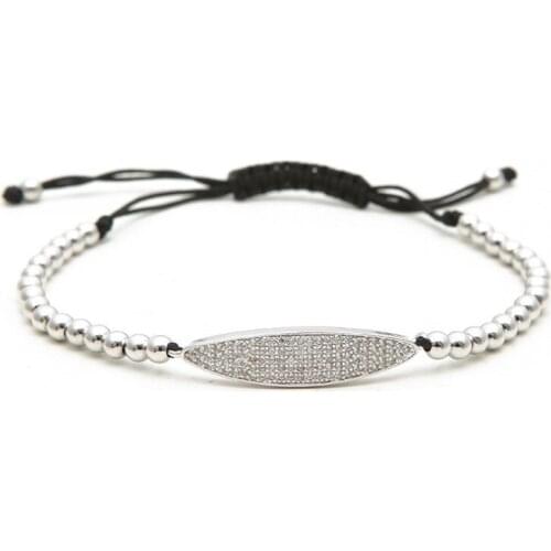 Gold silver micro pave cz Cubic Zirconia rope adjusted Copper Beads Bracelet jth4 Charm Braided Bangles Jewelry women